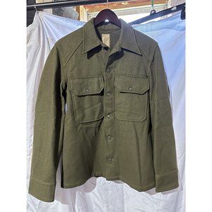 Vintage 60s US Army OG-108 Wool/Nylon Flannel Shirt Militaria Olive Green Small